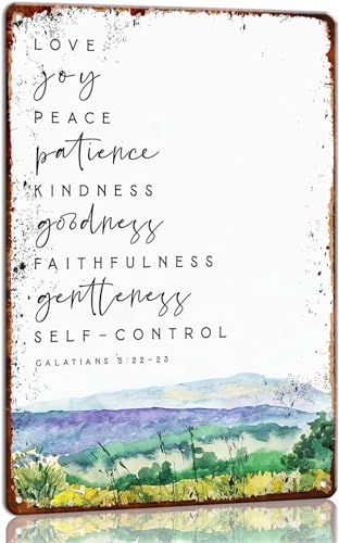 Roscan Fruit of the Spirit - Targa da parete con scritta "Galatians 5 22", 30,5 x 20,3 cm, in metallo, con citazioni bibliche, arte positiva, per soggiorno e ufficio
