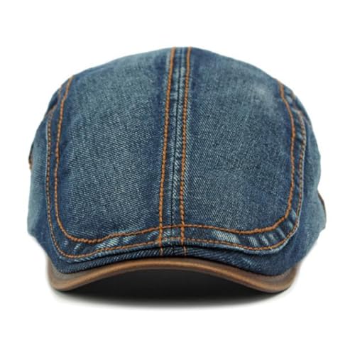 Denim Newsboy Hats Flat Cap for Men Women Adjustable Ivy Gatsby Cabbie Driving Hat (US, Alpha, One Size, Denim01-deep Blue) - Image 2