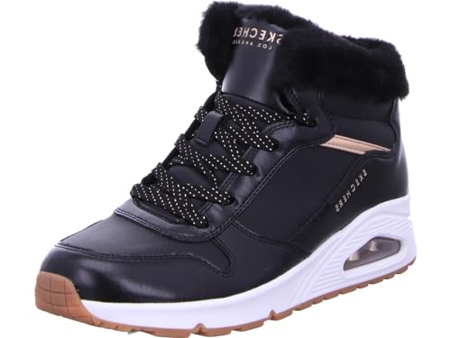 Skechers Kids Girls Street Uno-Cozy On Air Sneaker, Black/Rose Gold, 2.5 Little Kid