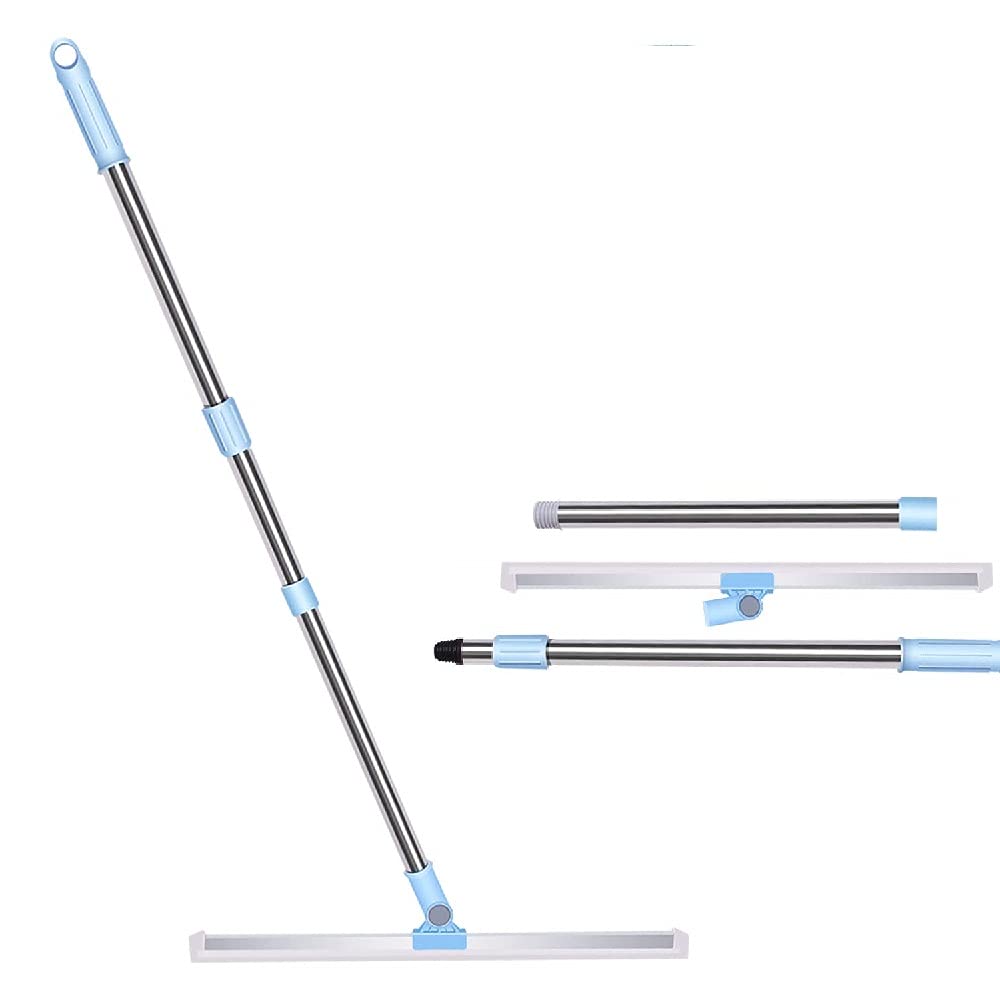 Wet Room Limpiador de ventanas, mango de 130 cm de largo, escobilla de suelo multisuperficie para cocina, baño, ducha y garaje, cabezal de 35 cm, herramienta de limpieza sin esfuerzo