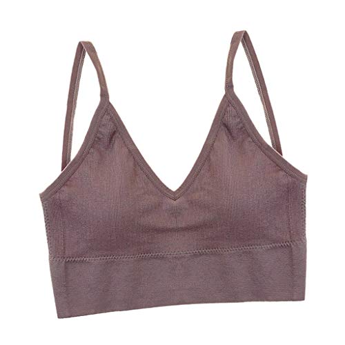 Flameer 4Pcs Womens V Neck Acolchoado Bralette Seamless Camisola Tank Top Vest Sport Bra