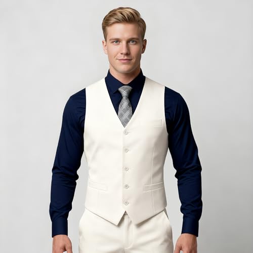 Chaleco clásico para hombre Babeyond beige XS soluciona tu look formal sin usar traje 4
