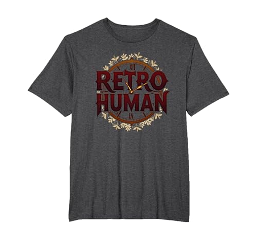 Retro Human: 1900s Nostalgic Vintage Clock Throwback T-Shirt, Men's Big and Tall, Dark Heather Grey