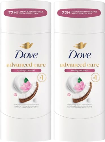 Image of Dove Advanced Care Antiperspirant Caring Coconut, Deodorant Stick for Women, for 48 Hour Protection And Soft And Comfortable Underarms, 2.6 Ounce (Pack of 12)