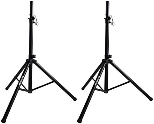 RECK Professional PA DJ 2 Tripod Speaker Stands,4-6ft Adjustable Height, 35mm Compatible Insert, for Stage/Studio Monitor/Home