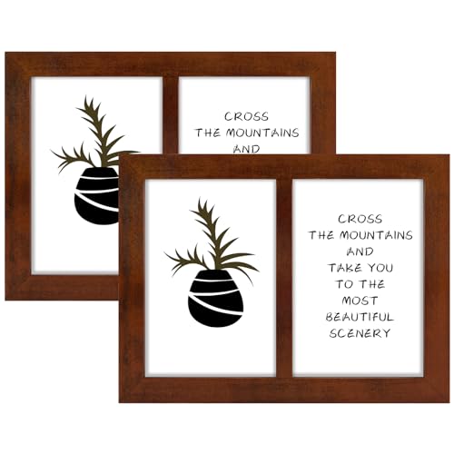 Golden State Art, 4x6 Double Picture Frame, Displays Two 4x6 Photos(Brown)