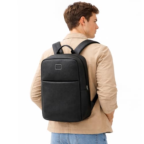 Image of Police Premium 35L Laptop Backpack for Men & Women | Premium grainy Vegan Leather Texture | Padded Laptop Compartment | Front Utility Pocket & Comfortable Shoulder Straps | Black