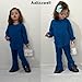 Aalizzwell Girls Clothes 2T Toddler Fall Winter Fashion Rib Knit Slit Pants Outfit Spring Clothing Blue