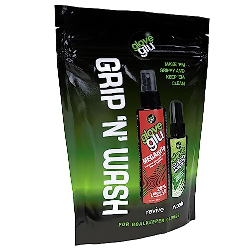 gloveglu Goalkeeper Glove Spray Bundle | 120ml Goalkeeper Glove MEGAgrip Spray + 50ml Goalkeeper...
