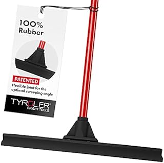 Tyroler Bright Tools Floor Squeegee Heavy Duty 46 Cm Solid Natural Rubber Blade Long 4 Parts Handle 140 cm - Dries Flat and Curved Surfaces - Best for Washing, Drying, Bathroom, Wet Room, Floor