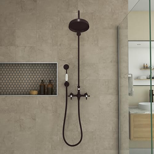 Image of Abbey 10 x 28 1 /2 Shower Faucet Set with Handshower, Oil Rubbed Bronze