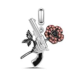 🔫 【Inspiration】: Dieser von Pistole und Rose entworfene Charm besteht aus 925er Sterlingsilber mit zartem und fein eingelegtem Zirkonstein. Es bedeutet, dass Liebe dir entweder gefallen oder dich verletzen kann. Es ist definitiv eine auffällige und entzückende Ergänzung zu Ihrem Armband oder Ihrer Halskette.