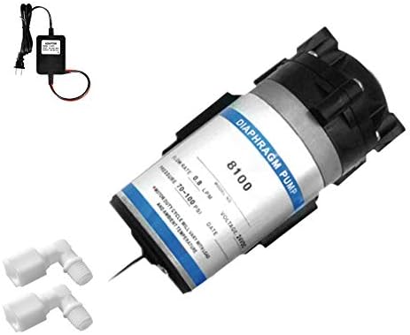 Reverse Osmosis 100 GPD RO Booster Pump + Transformer, 2 Connect Fittings - 1/4 OD x 3/8 MIP Elbow