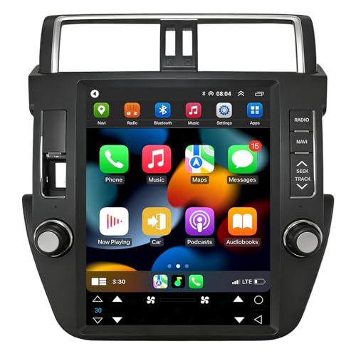 Car Radio Stereo for Toyota Land Cruiser Prado 2014 2015 2016 2017, 12.1 inch Touchscreen Wireless Carplay & Android Auto Tesla Style Headunit Upgraded with Bluetooth GPS Navi SWC WiFi FM DSP Camera