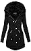 Produktbild SKYWPOJU Damen Wintermantel Winterparka mit Fellkapuze Elegant Warm Gefüttert Dick Slim Lang Winter Parka Jacke (Color : Black, Size : S)