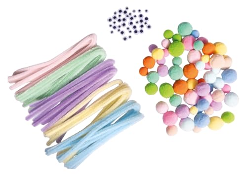 Rayher 87212685 Pompom Chenille Wiggly Eyes Mix Pastel Assorted Pack of 125