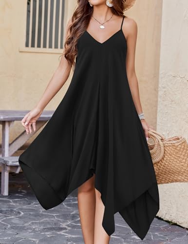 Image of Chigant Women's 2026 Summer Dress Casual Boho Sundress Spaghetti Strap Swimwear Cover Up Beach Flowy Midi Vacation Dresses