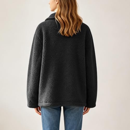 HswsEJ Sherpa Jacket Women Oversized Lapel Fleece Fall Jackets Winter Coats - image 3