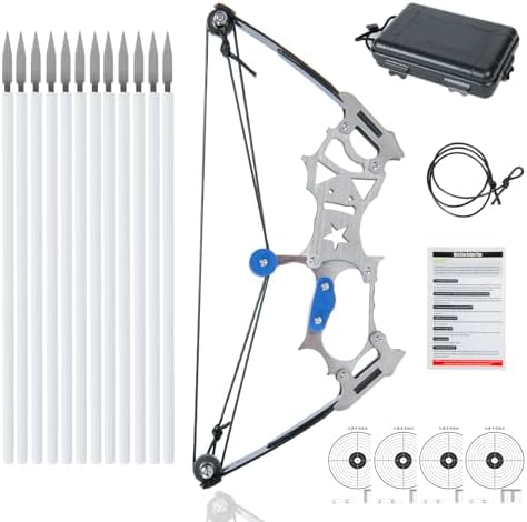 Uxezzt Mini Compound Bow and Arrow Set for Age 12+, Adult, Teenagers, Pocket Archery Hunting Bow for Target Shooting Hunting Games Gift with 2 Bowstring, 4 Target Paper and Bow Case (5.5″ Bow) Uxezzt Mini Compound Bow and Arrow Set for Age 12+, Adult, Teenagers, Pocket Archery Hunting Bow for Target Shooting Hunting Games Gift with 2 Bowstring, 4 Target Paper and Bow Case (5.5″ Bow)