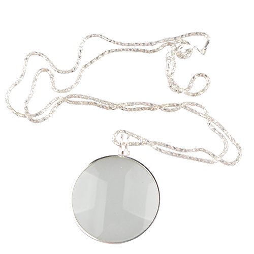 Ciondolo 42 mm diametro lente di ingrandimento 5 x lente di ingrandimento con lente di ingrandimento portatile Pocket lente di ingrandimento monocolo per di artigianato gioielli hobby (argento)