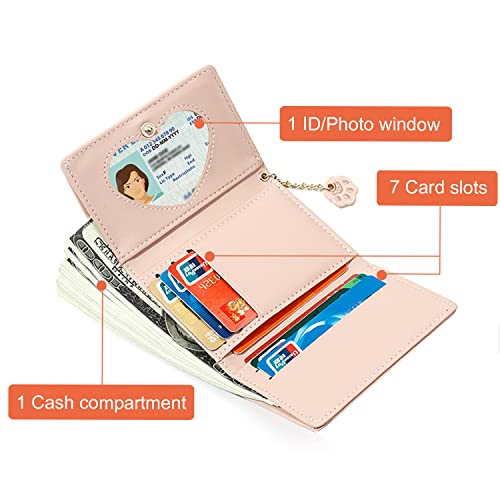 Sunwel Fashion Cute Little Cat Pattern Small Wallet Credit Card Holder Cash Pockets ID Window with Paw Pendant (BLACK, Tri-fold)2