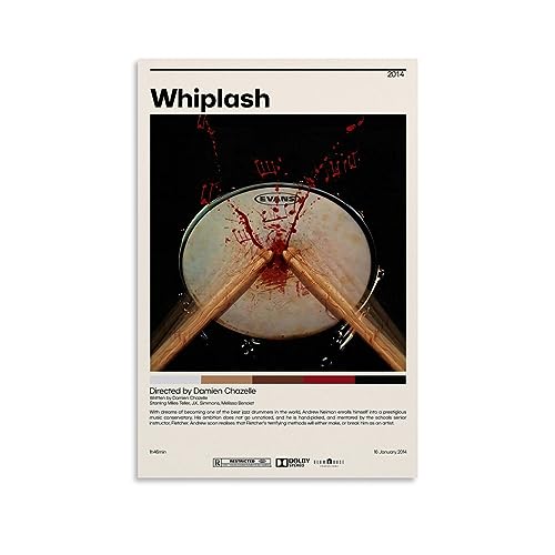 VALKEM Whiplash Minimalist Movie Poster Vintage Poster 90s Canvas Wall Art Room Aesthetic Decor Posters 12x18inch(30x45cm)