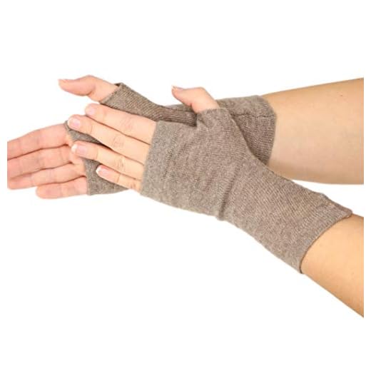 Prettystern 100% Kaschmir Cashmere Pulswärmer Halbhandschuhe Hand-Stulpen Damen Fingerlose Handschuhe Braun