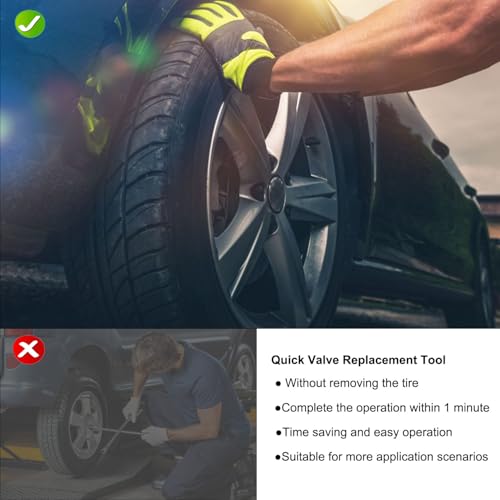 Image of Quick Tire Valve Change Tool, Tire Valve Stem Core Quickly Replacement Tool Kit for Cars, Trucks, Motorcycles etc (13PCS)