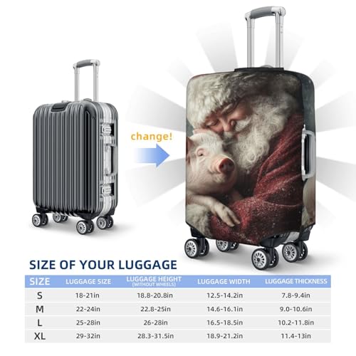 Santa Claus Hugging Pet Pig Elastic Travel Luggage Covers Dustproof Scratch-Resistant Suitcase Protector Fit 22-24 Inch4