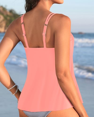 Image of Womens Flowy Tankini Tops Only - Modest Bathing Suit Loose Fit Swimsuit Swim Tops No Bottom 2025 (Available in Plus)