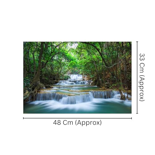 Image of Vastu Vardan Waterfall Scenery Poster | Natural Paintings for Living Room | Size 13 x 19 Inch Approx | Wall Scenery for Bedroom, Office, Home Decor | Painting Without Frame |