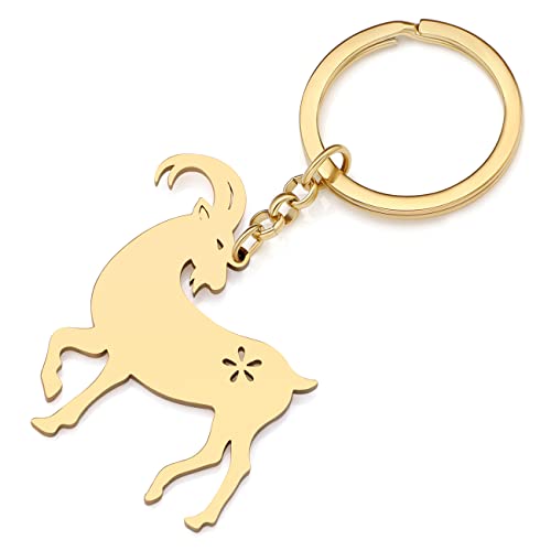 WEVENI Stainless Steel Goat Keyring Key Chain Rings Purse Bag Charms for Women Girls2