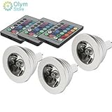 OlymStore 5 Pack 12V AC/DC 3W MR16 16 Color Changing LED Bulb Remote Control RGB LED Spotlight