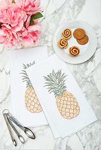 C&F Home 86100719 Tropical Pineapple Embroidered Waffle Weave Kitchen Towel Decor Decoration 18 Inch X 27 Inch White thumb #2