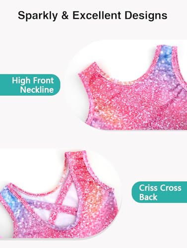 HOZIY Gymnastics Leotards for Girls with Shorts Biketards Dance Tumbling Outfits Matching Scrunchies 1-12 Years Old