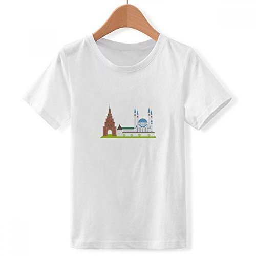 T-Shirt Blanc Russie Garçon XL Anti-Déformation à Col Ras du Cou