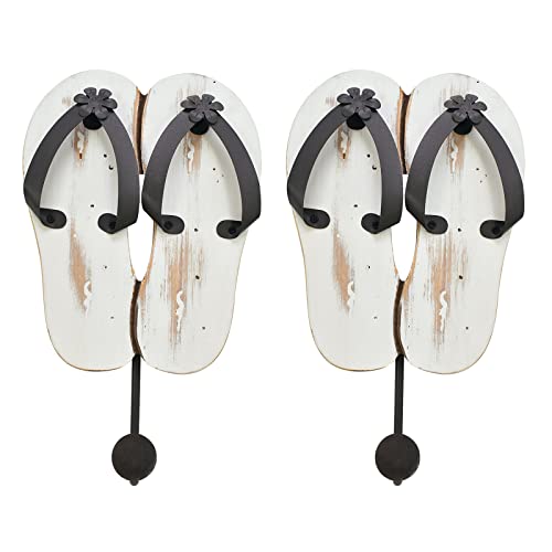 wovorins Wooden Key Holder Decorative Flip Flop Wall Hook for