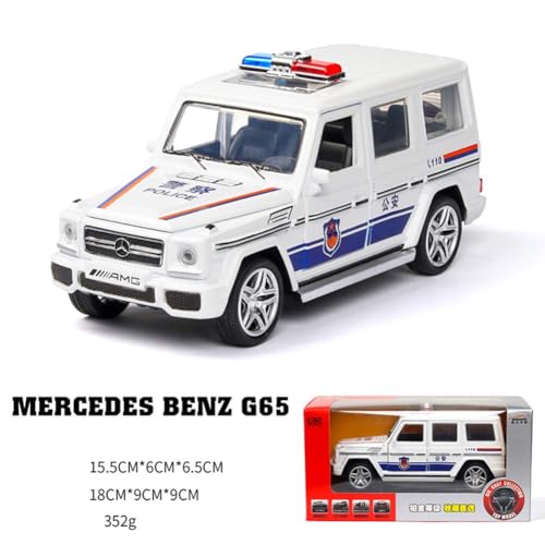 Image of 1:32 SCALE Exclusive Alloy Metal Pull Back Die-cast Car Scale Model with Sound Light Mini Auto Toy for Kids Metal Model Toy Car with Sound and Light?New Version? (AMG-G65 Police CAR -Multicolor)
