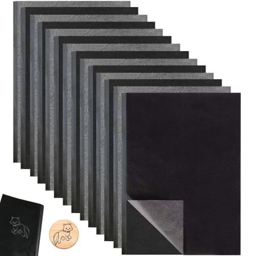 Transfer Paper 100 Sheets Carbon Paper for Tracing Black Graphite Paper for Wood Paper Canvas and Other Art Surfaces A4/8.3 x 11.7 Inches