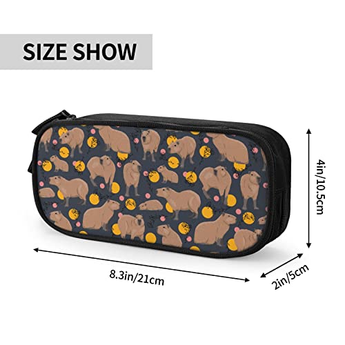 Image of YETTA YANG Capybara Doodle Botanical Circle Wildlife Pencil Box Case for Pen Holders Office Supplies Big Capacity large