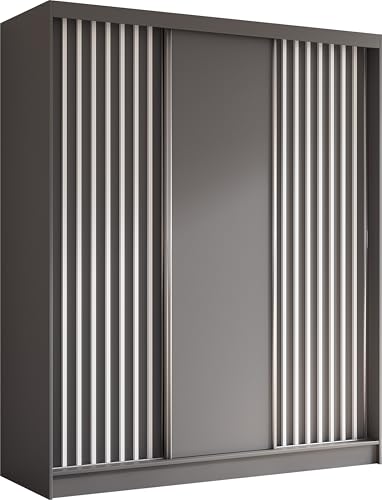 AXLIVING Cabinio Armoire à lamelles blanches Gris Largeur 180 cm