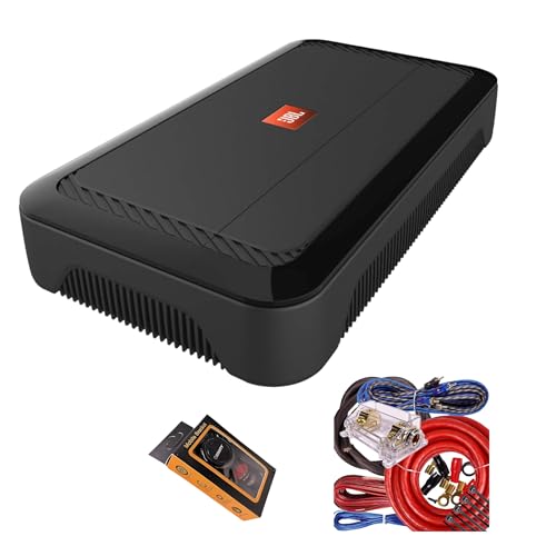 JBL Club A1000 Mono Subwoofer Amplifier Bundle w/Remote Bass Control & Wiring Kit – 1000W RMS Speaker Power, Class D Monoblock Car Amp