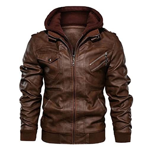 Veste en cuir pour hommes automne casual moto veste motard manteaux