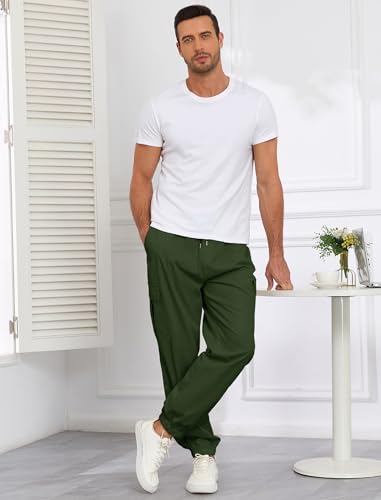 ZAFUL Mens Casual Cargo Pants Drawstring Hiking Outdoor Streetwear Track Joggers Sweatpants with Pockets (1-Army Green, L)2