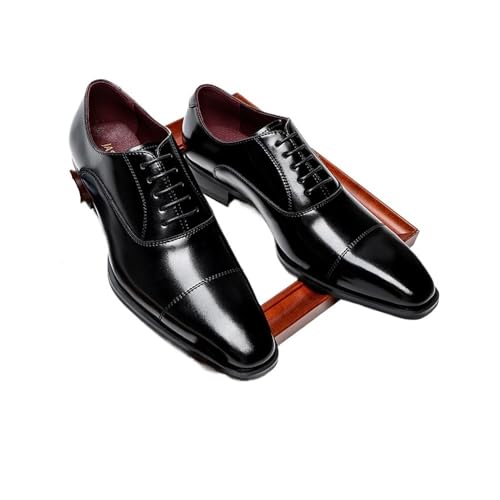 Men's Leather Shoes Business Wedding Shoes Commuting Three Joint Square Head Leather Shoes Oxfords(Black,47)2