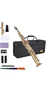 美品 Btuty ソプラノ サックス B♭ストレートタイプ ケース付 難あり Amazon.com: Btuty Brass Straight Soprano Sax Saxophone Bb B Flat