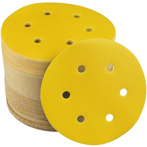 STEBRUAM 60PCS 150mm Sanding Discs,6 Inch Hook and Loop 60/80/120/180/240/400 Grits Sanding Pads for Random Orbital Sander