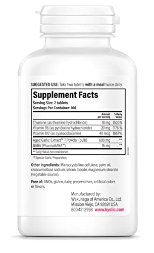 Kyolic Aged Garlic Extract Formula 101, Stress And Fatigue Relief, 200 Tablets (Packaging May Vary) #TOP2