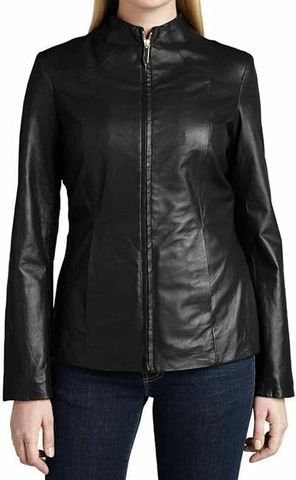Womens Solid Cheezy Genuine Lambskin Leather Jacket, Biker Jacket - Image 2