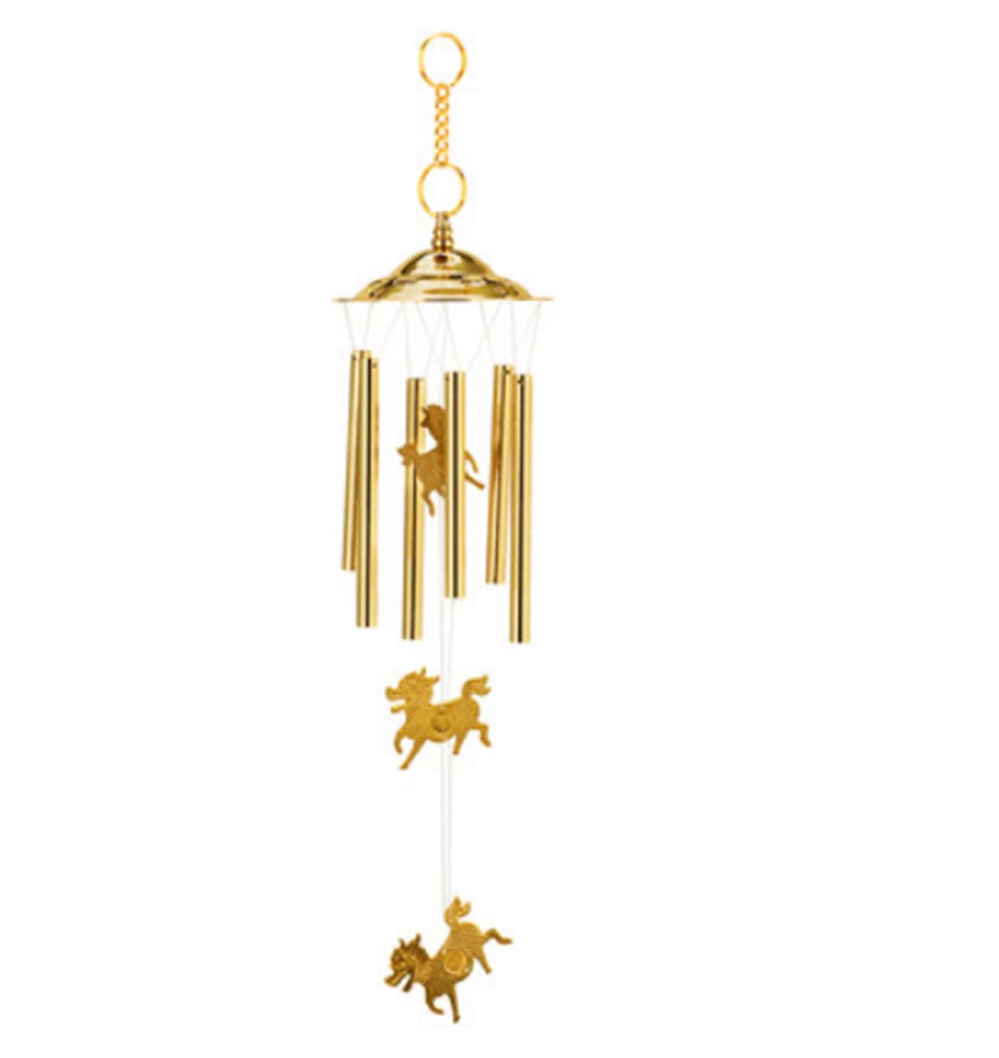 xiulin Feng Shui Six Tubes Brass Wind Chimes Wind Bell Felicitous Wish of Making Money Bless and Protect People Home Furnishing Handicraft Lucky red String Set (Kylin)